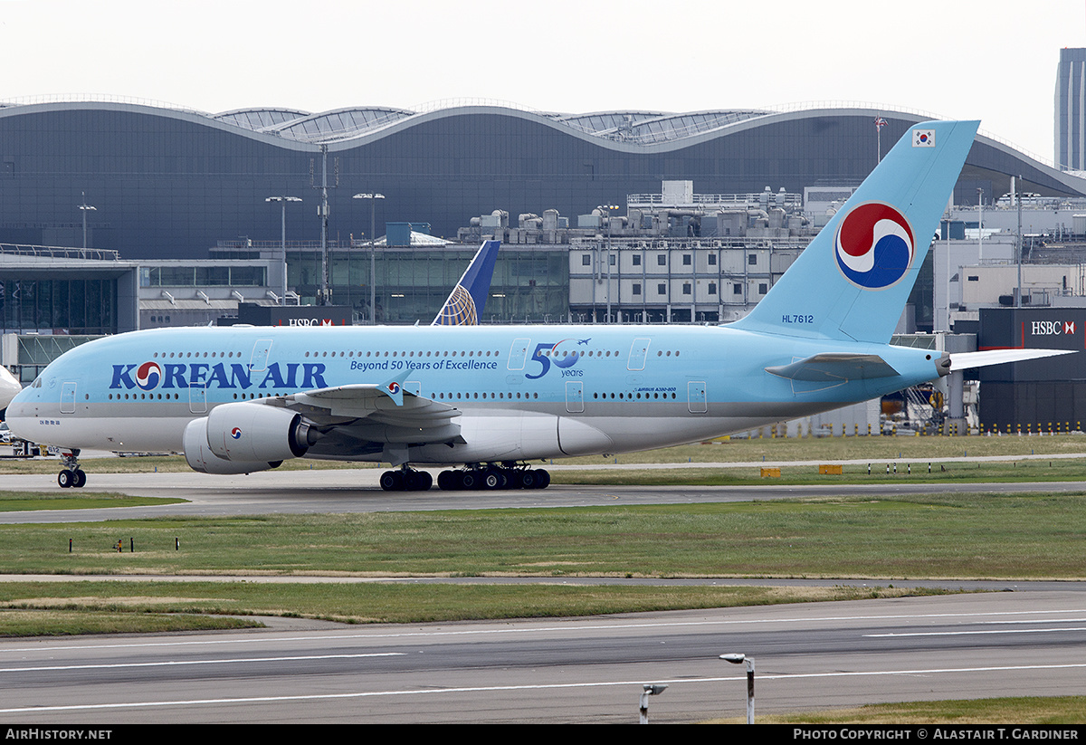 Aircraft Photo of HL7612 | Airbus A380-861 | Korean Air | AirHistory.net #565498