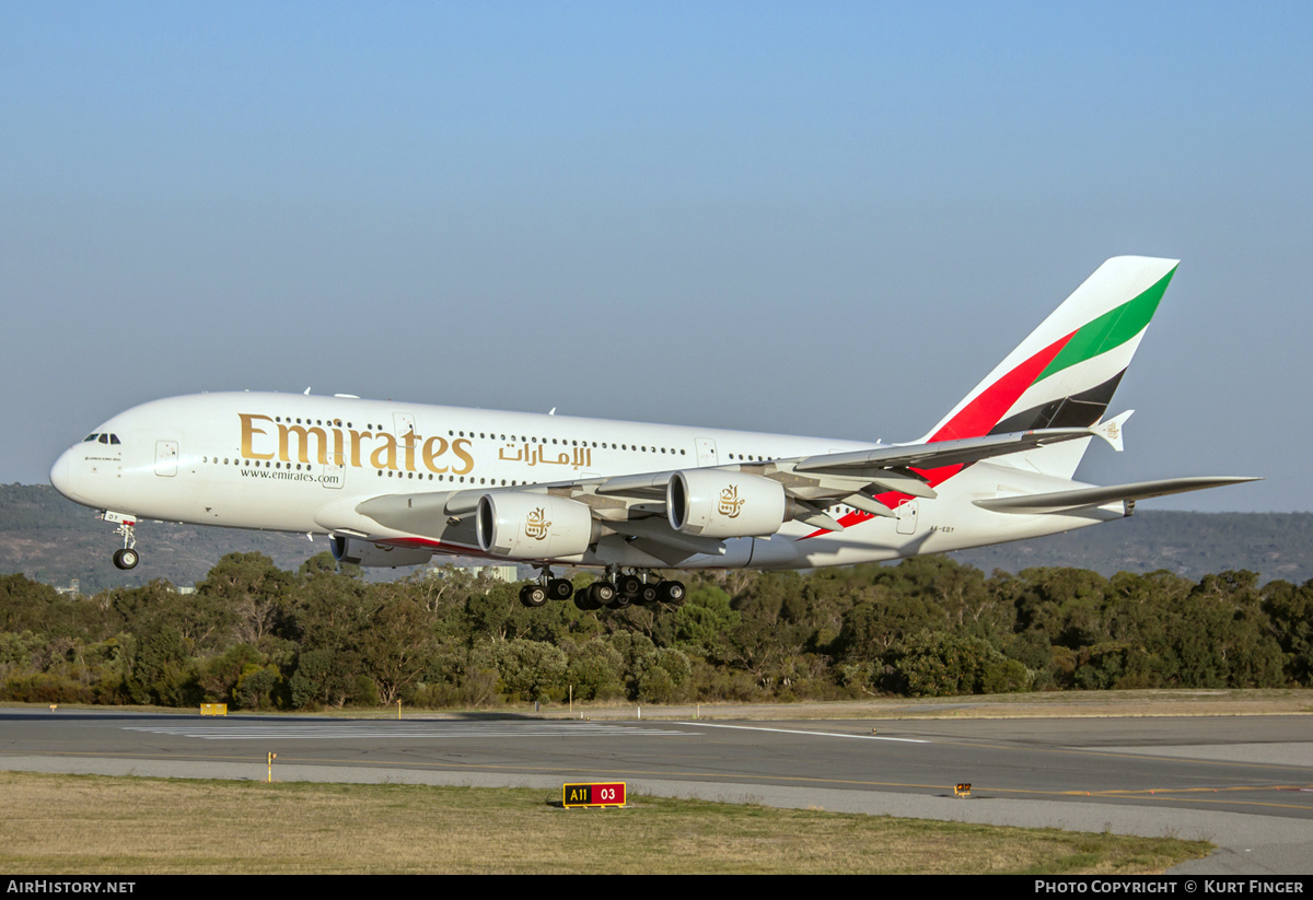 Aircraft Photo of A6-EDY | Airbus A380-861 | Emirates | AirHistory.net #566558