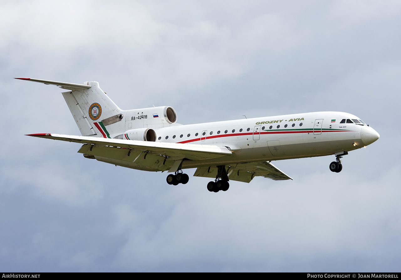 Aircraft Photo of RA-42418 | Yakovlev Yak-42D | Grozny Avia | AirHistory.net #566627