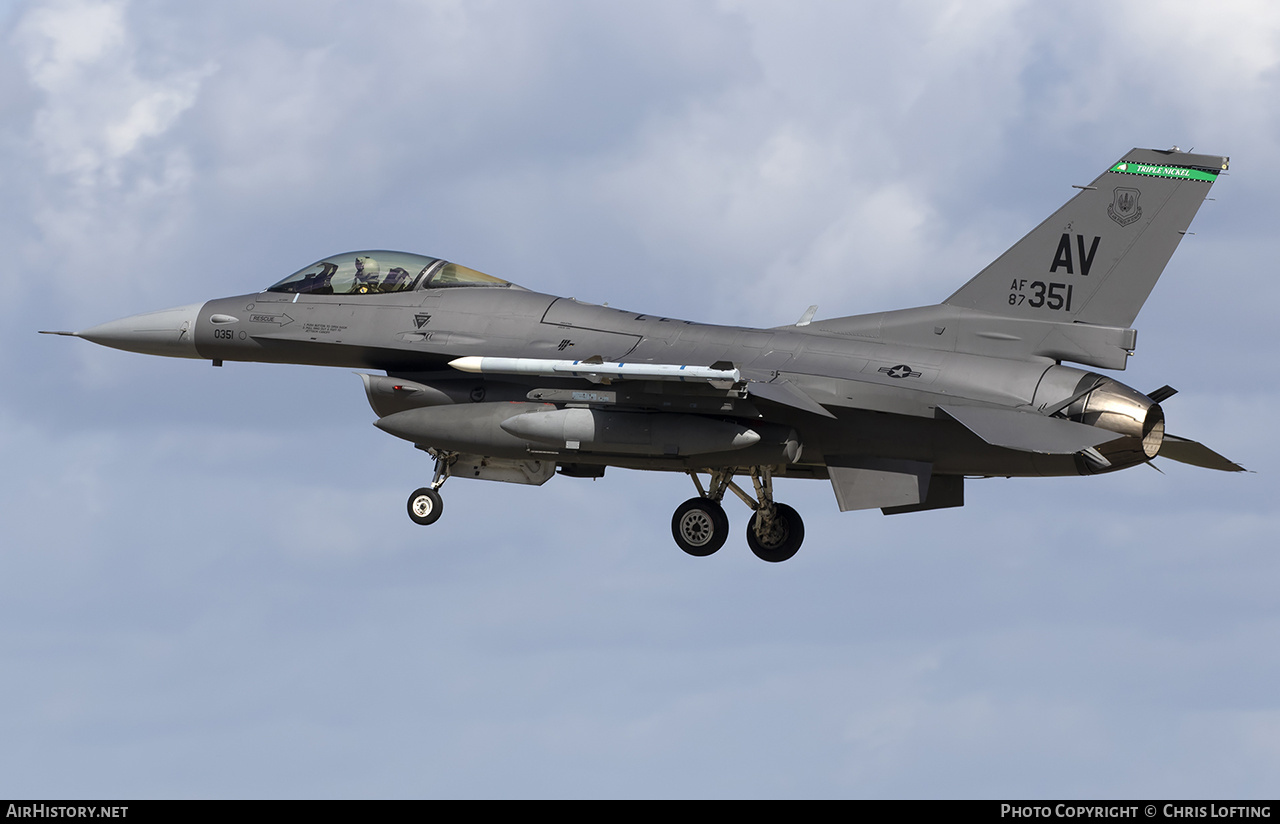 Aircraft Photo of 87-0351 / AF87-351 | General Dynamics F-16CM Fighting Falcon | USA - Air Force | AirHistory.net #569100