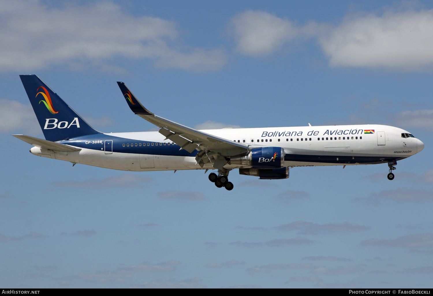 Aircraft Photo of CP-3086 | Boeing 767-3S1/ER | Boliviana de Aviación - BoA | AirHistory.net #570493