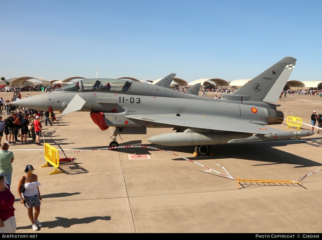 Aircraft Photo of CE.16-03 | Eurofighter EF-2000 Typhoon T | Spain - Air Force | AirHistory.net #572893