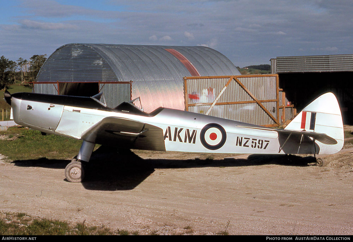 Aircraft Photo of ZK-AKM / AKM / NZ597 | De Havilland D.H. 94 Moth Minor | New Zealand - Air Force | AirHistory.net #573454