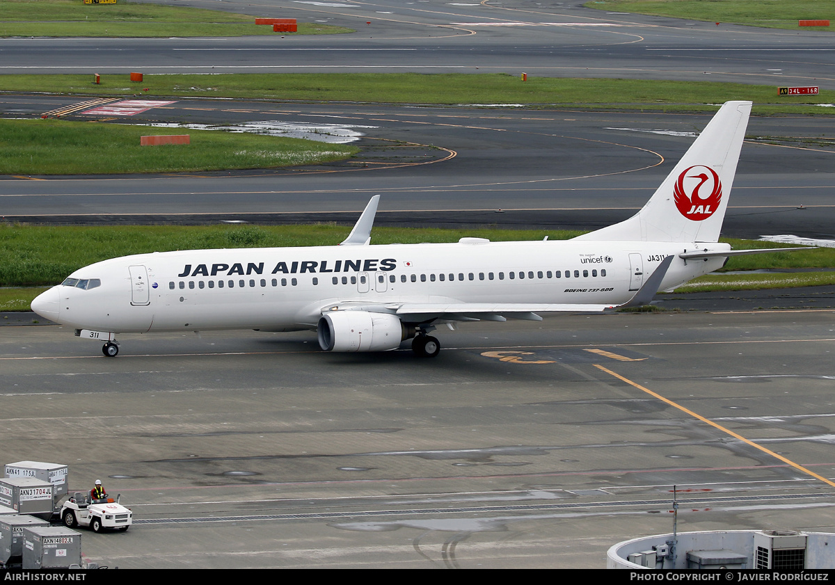 Aircraft Photo of JA311J | Boeing 737-846 | Japan Airlines - JAL | AirHistory.net #574018