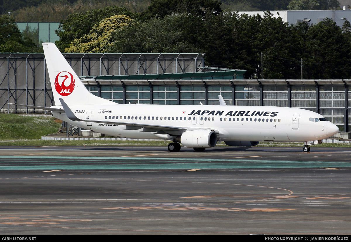 Aircraft Photo of JA312J | Boeing 737-846 | Japan Airlines - JAL | AirHistory.net #575170