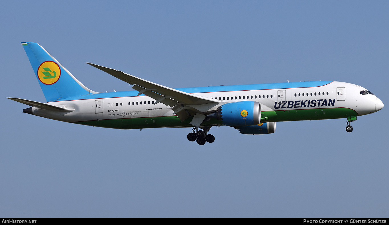 Aircraft Photo of UK78701 | Boeing 787-8 Dreamliner | Uzbekistan Airways | AirHistory.net #575325