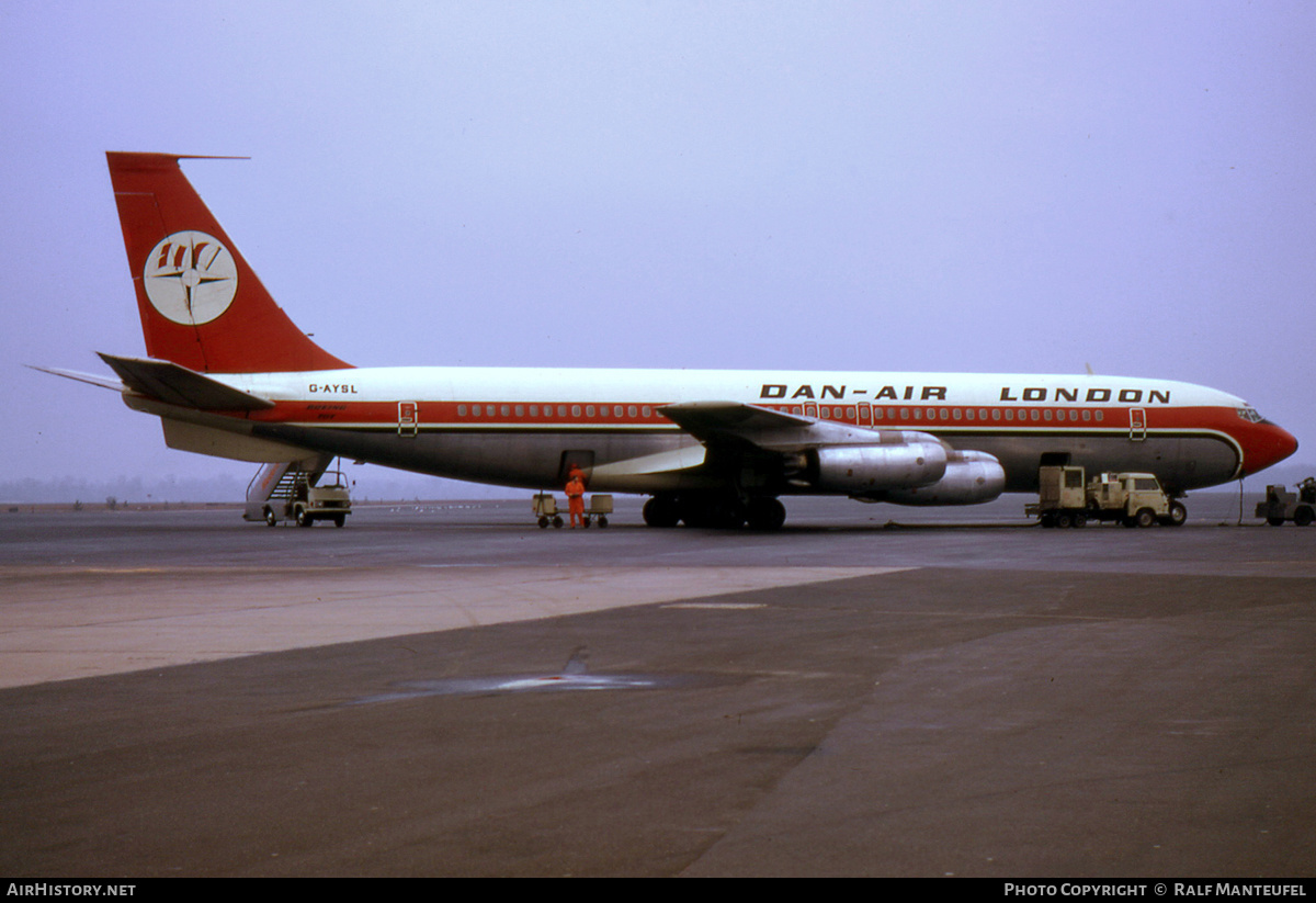 Aircraft Photo of G-AYSL | Boeing 707-321 | Dan-Air London | AirHistory.net #576856