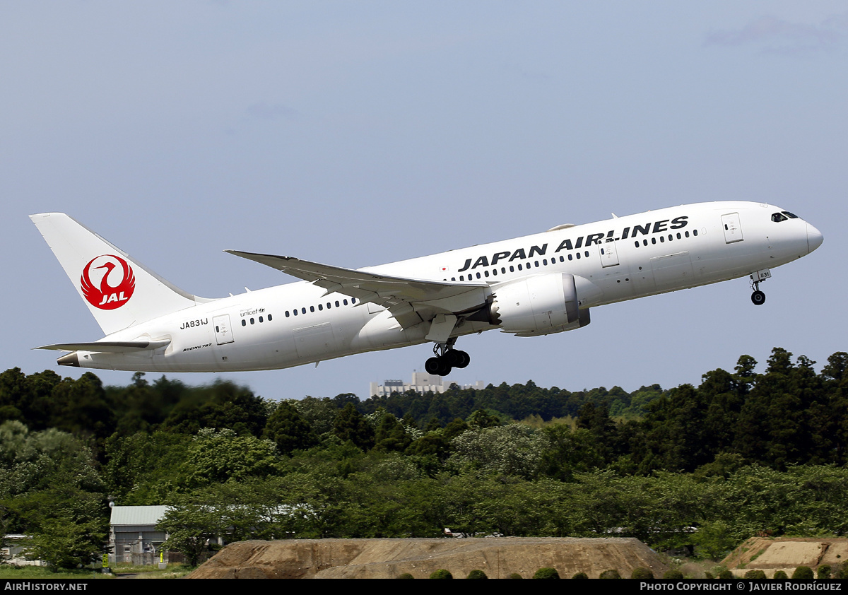 Aircraft Photo of JA831J | Boeing 787-8 Dreamliner | Japan Airlines - JAL | AirHistory.net #578672