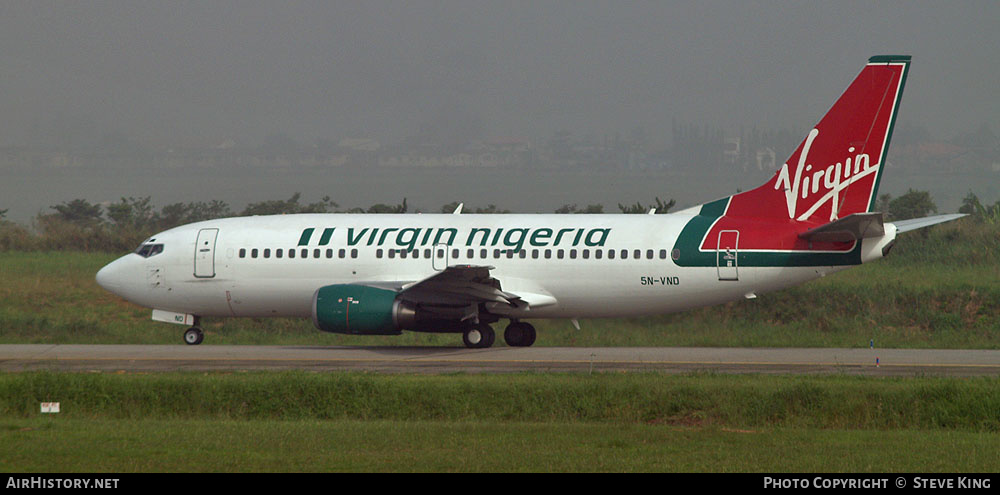 Aircraft Photo of 5N-VND | Boeing 737-33V | Virgin Nigeria Airways | AirHistory.net #580476