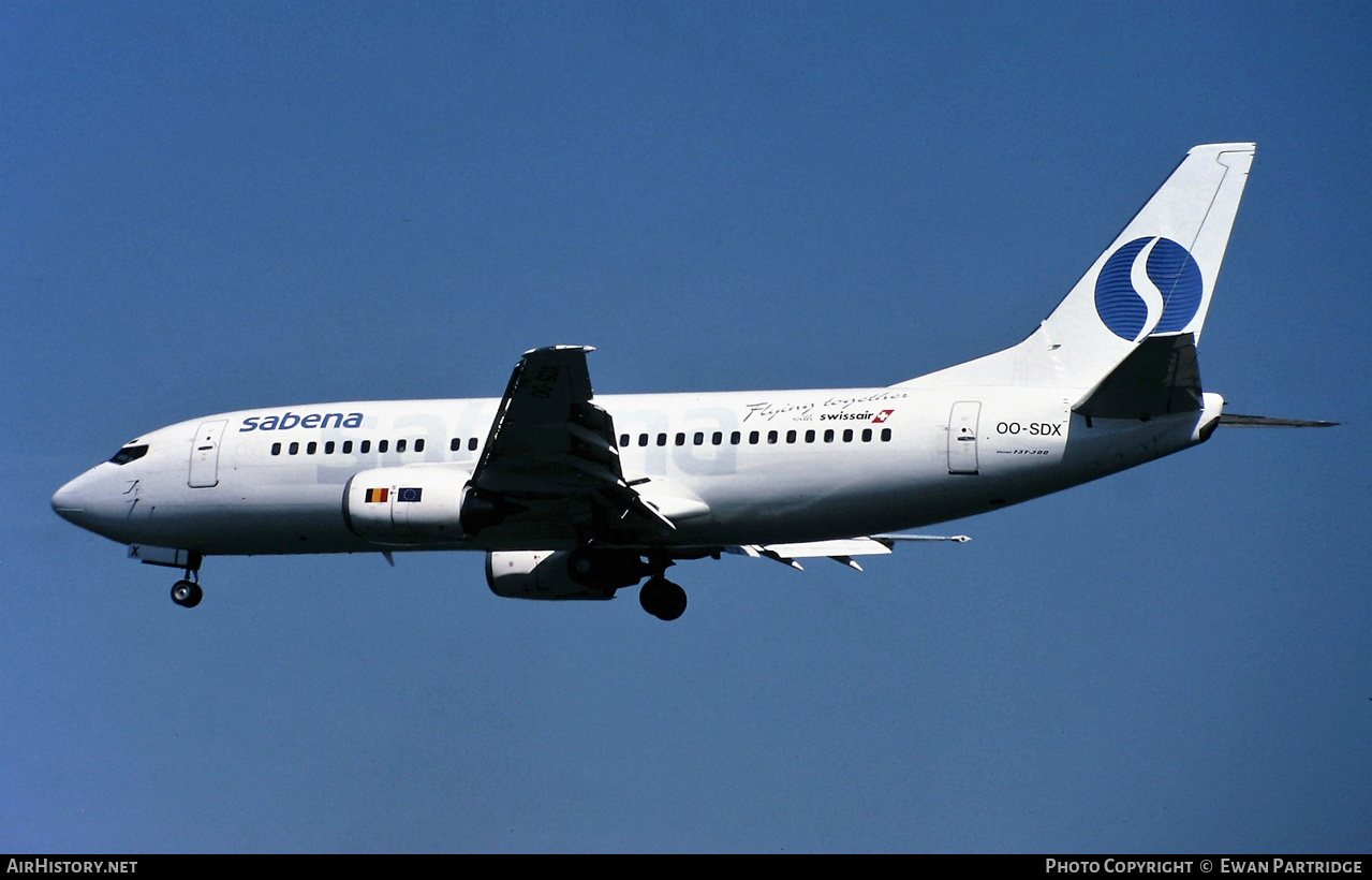 Aircraft Photo of OO-SDX | Boeing 737-329 | Sabena | AirHistory.net #580566