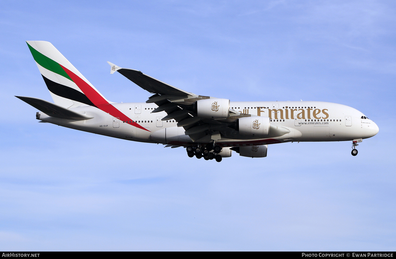 Aircraft Photo of A6-EUP | Airbus A380-842 | Emirates | AirHistory.net #581320