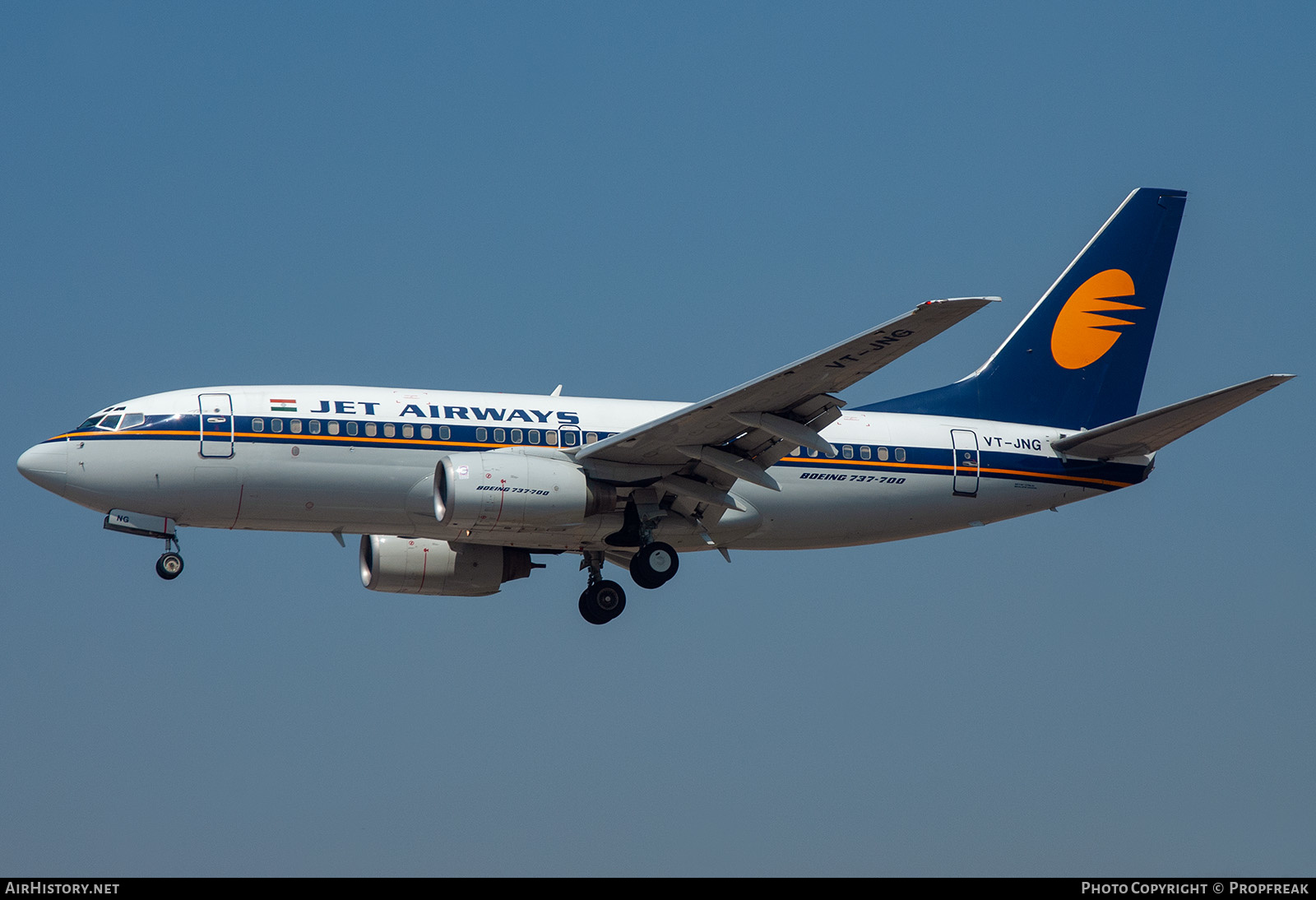 Aircraft Photo of VT-JNG | Boeing 737-71Q | Jet Airways | AirHistory.net #582451