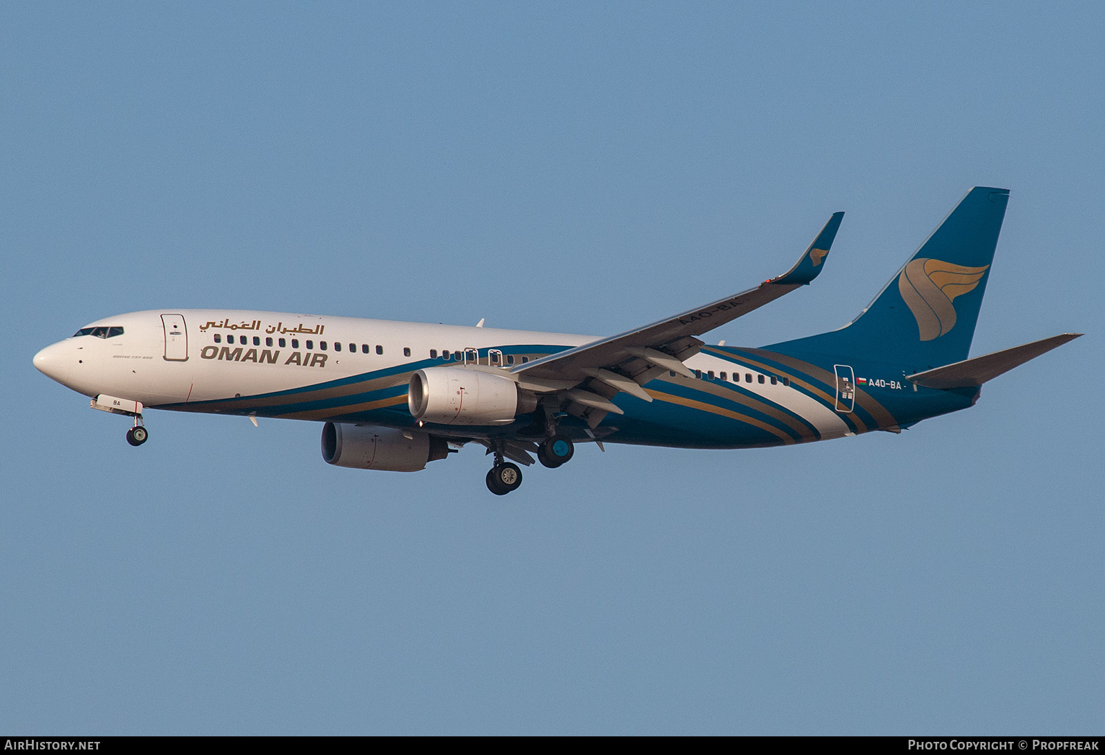 Aircraft Photo of A4O-BA | Boeing 737-8BK | Oman Air | AirHistory.net #582513