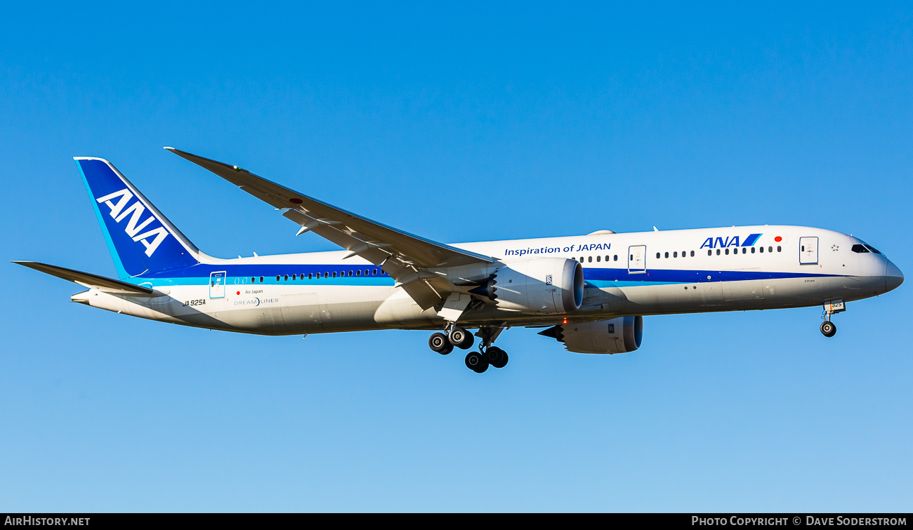 Aircraft Photo of JA925A | Boeing 787-9 Dreamliner | All Nippon Airways - ANA | AirHistory.net #582724