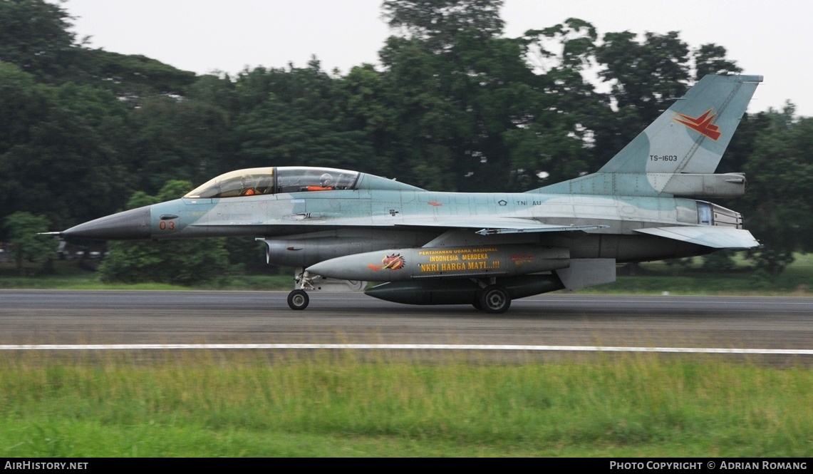 Aircraft Photo of TS-1603 | General Dynamics F-16B Fighting Falcon | Indonesia - Air Force | AirHistory.net #583223