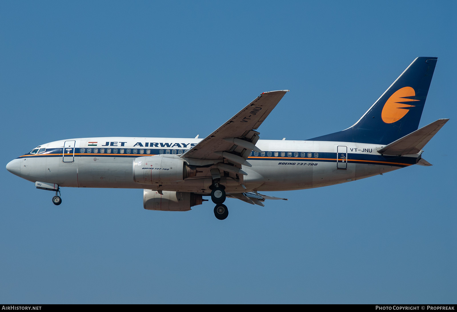 Aircraft Photo of VT-JNU | Boeing 737-75R | Jet Airways | AirHistory.net #583846