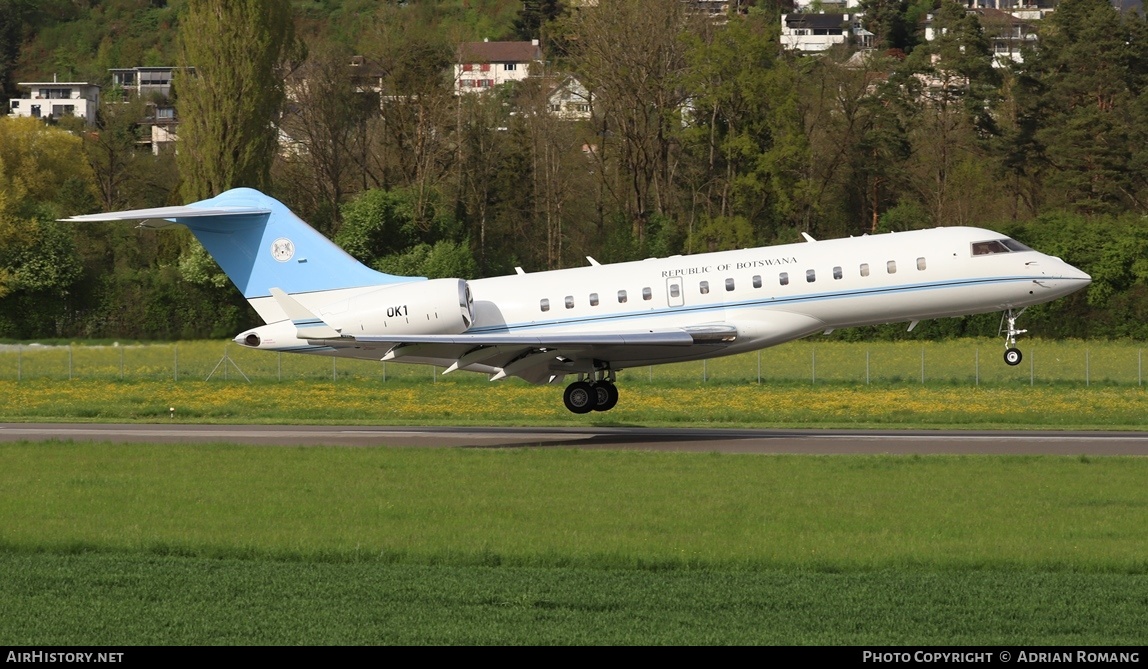 Aircraft Photo of OK1 | Bombardier Global Express (BD-700-1A10) | Botswana - Air Force | AirHistory.net #583855