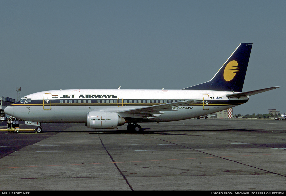 Aircraft Photo of VT-JAW | Boeing 737-5H6 | Jet Airways | AirHistory.net #584060