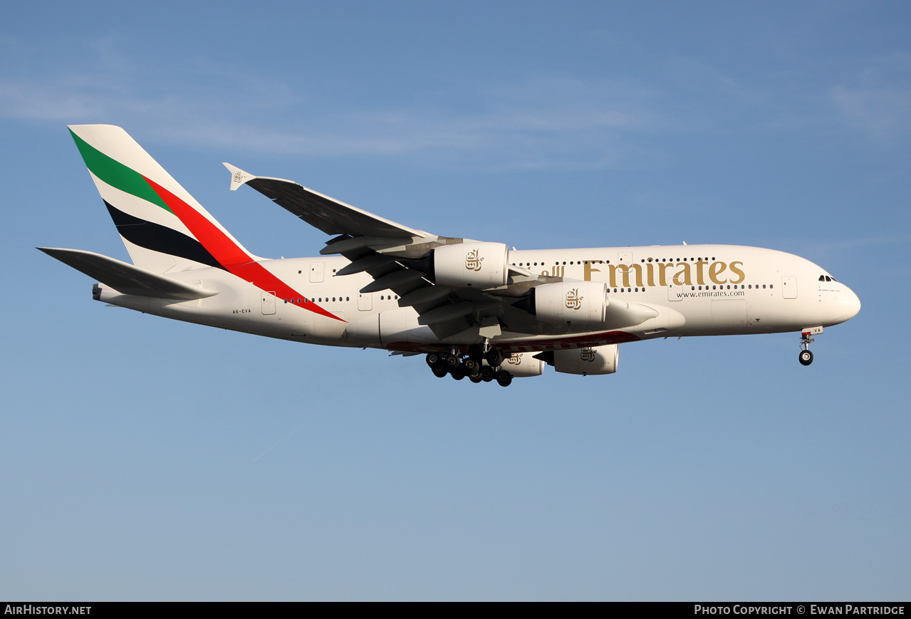 Aircraft Photo of A6-EVA | Airbus A380-842 | Emirates | AirHistory.net #584389
