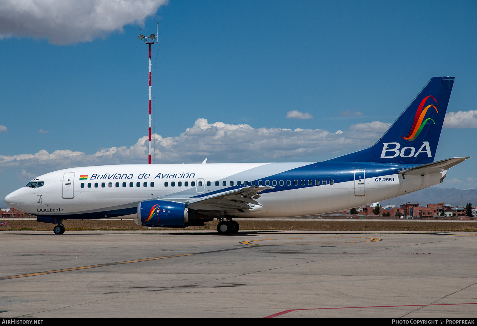 Aircraft Photo of CP-2551 | Boeing 737-382 | Boliviana de Aviación - BoA | AirHistory.net #586362