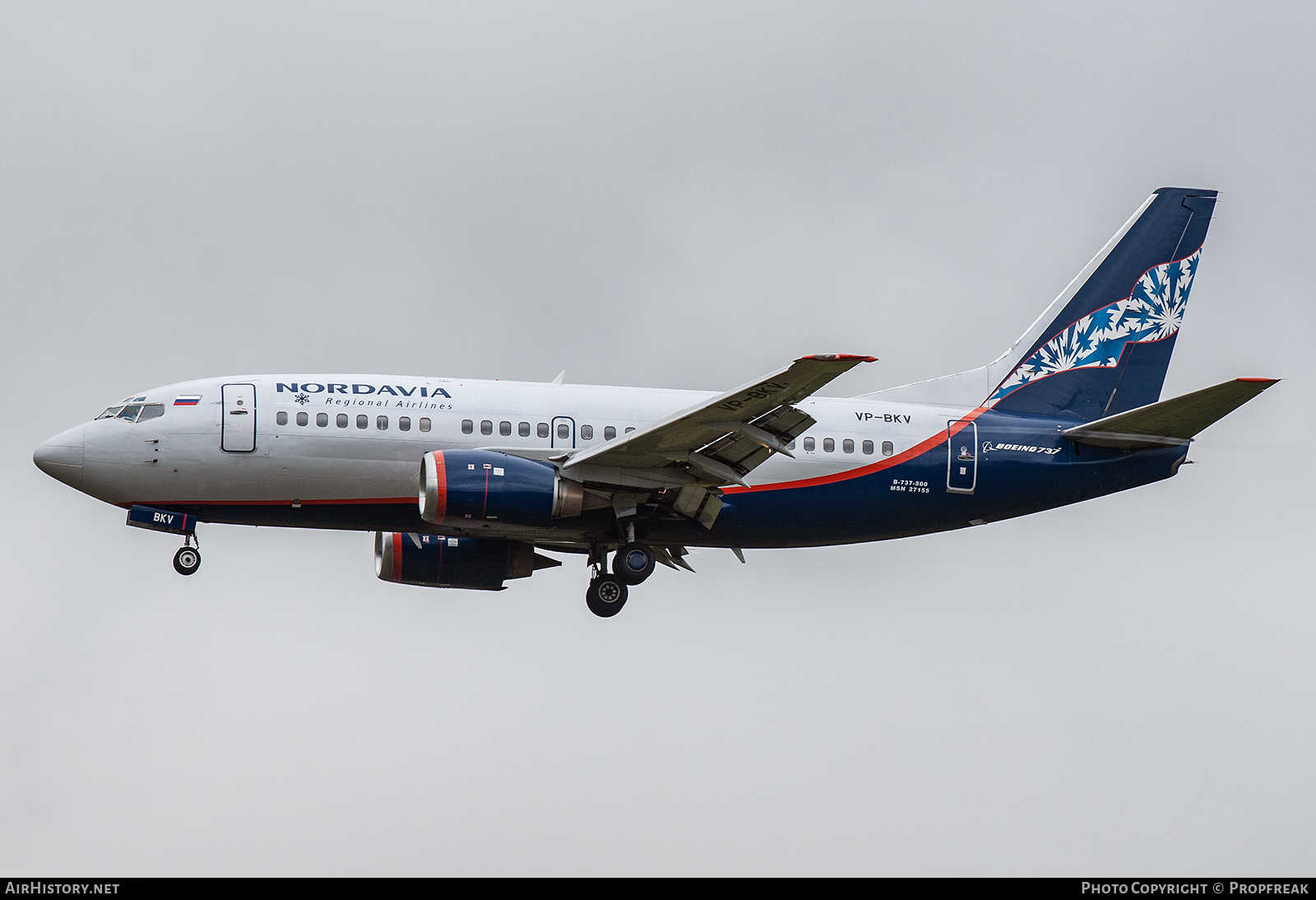 Aircraft Photo of VP-BKV | Boeing 737-505 | Nordavia - Regional Airlines | AirHistory.net #587470