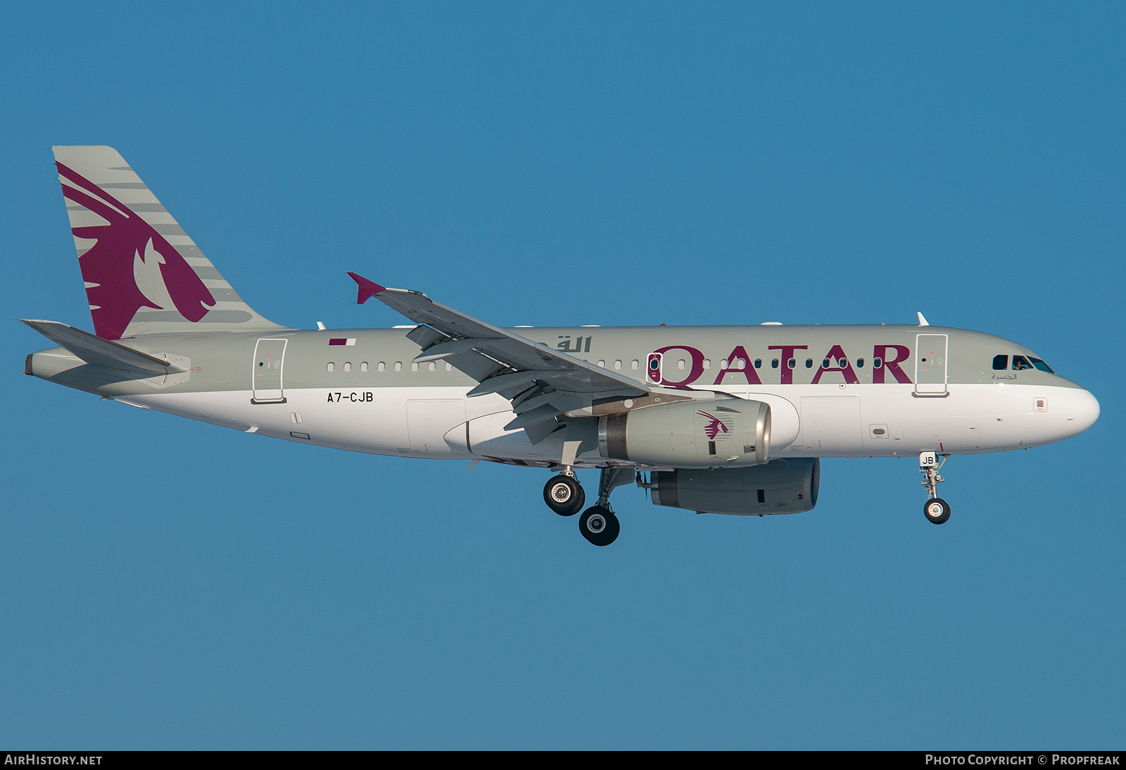 Aircraft Photo of A7-CJB | Airbus A319-133LR | Qatar Airways | AirHistory.net #589452