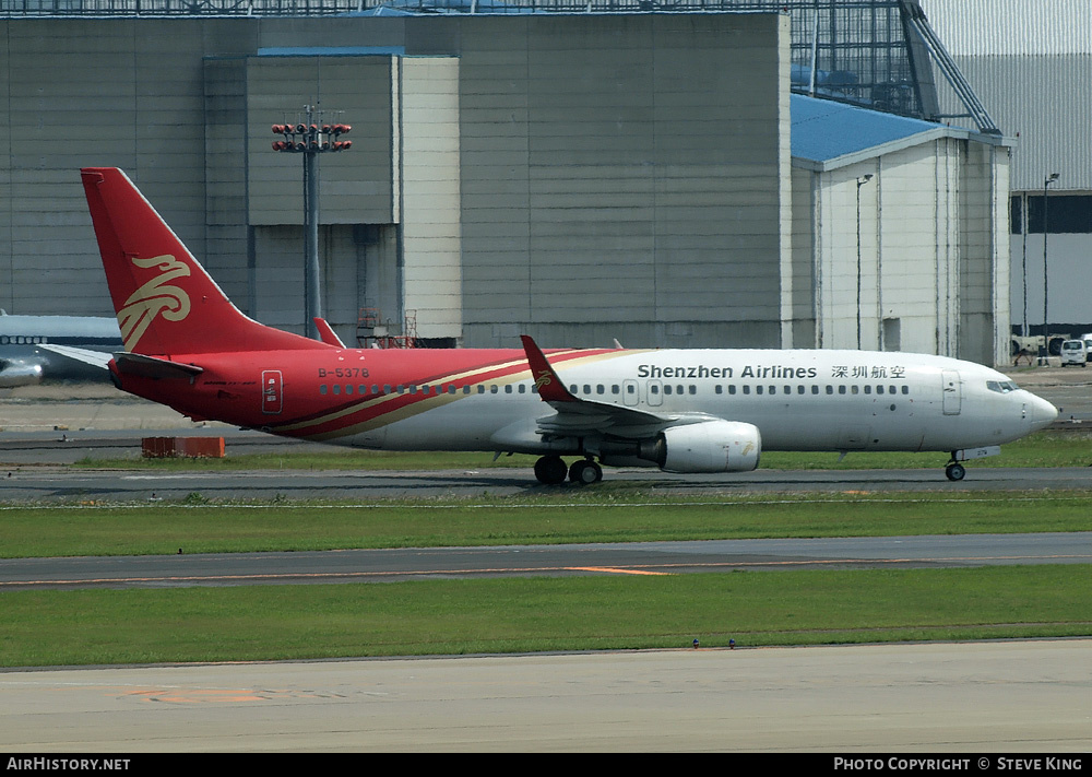 Aircraft Photo of B-5378 | Boeing 737-8AL | Shenzhen Airlines | AirHistory.net #590242