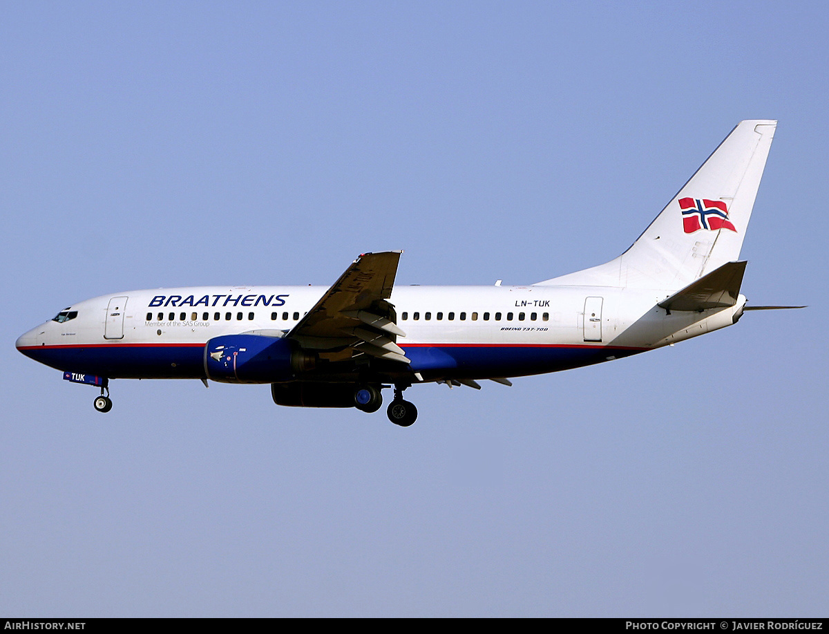 Aircraft Photo of LN-TUK | Boeing 737-705 | Braathens | AirHistory.net #596383