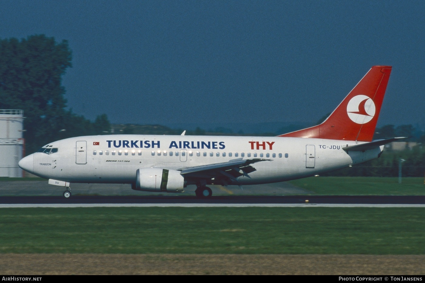Aircraft Photo of TC-JDU | Boeing 737-5Y0 | THY Türk Hava Yolları - Turkish Airlines | AirHistory.net #596896