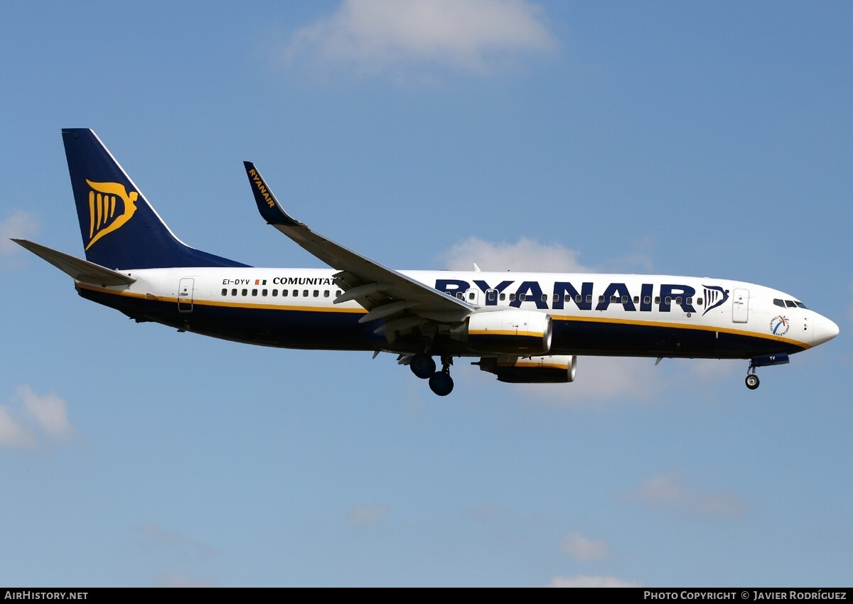 Aircraft Photo of EI-DYV | Boeing 737-8AS | Ryanair | AirHistory.net #600049