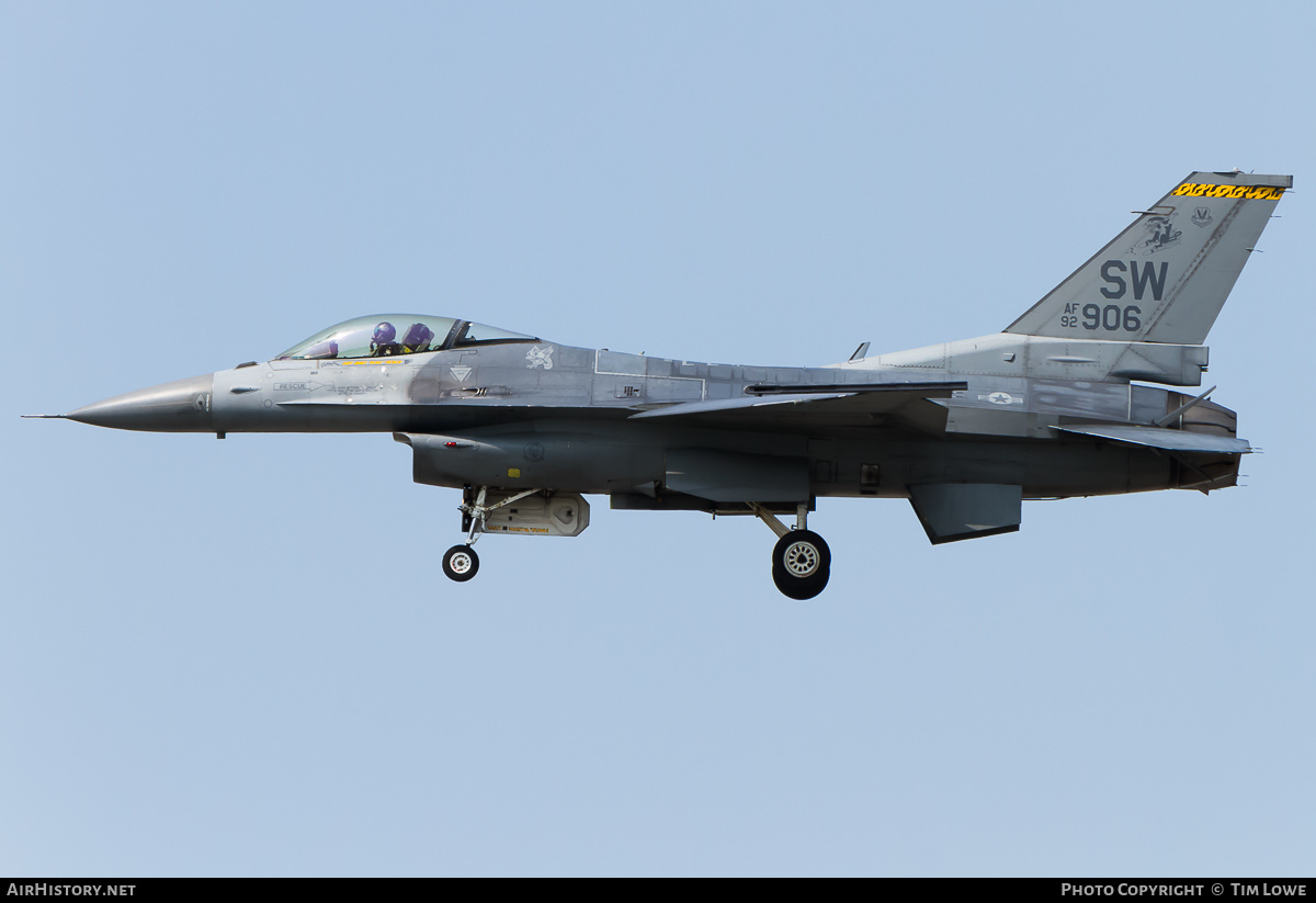Aircraft Photo of 92-3906 / AF92-906 | General Dynamics F-16CM Fighting Falcon | USA - Air Force | AirHistory.net #600964