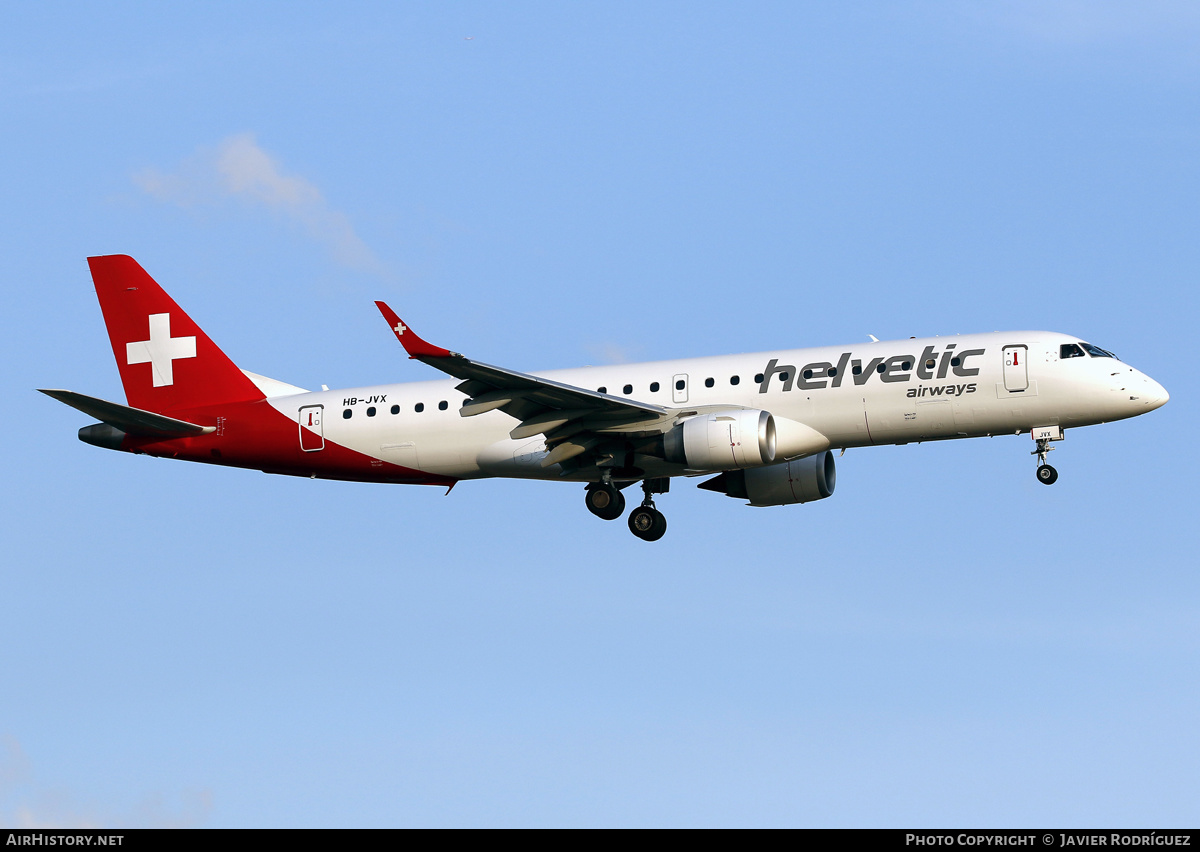Aircraft Photo of HB-JVX | Embraer 190STD (ERJ-190-100STD) | Helvetic Airways | AirHistory.net #601241