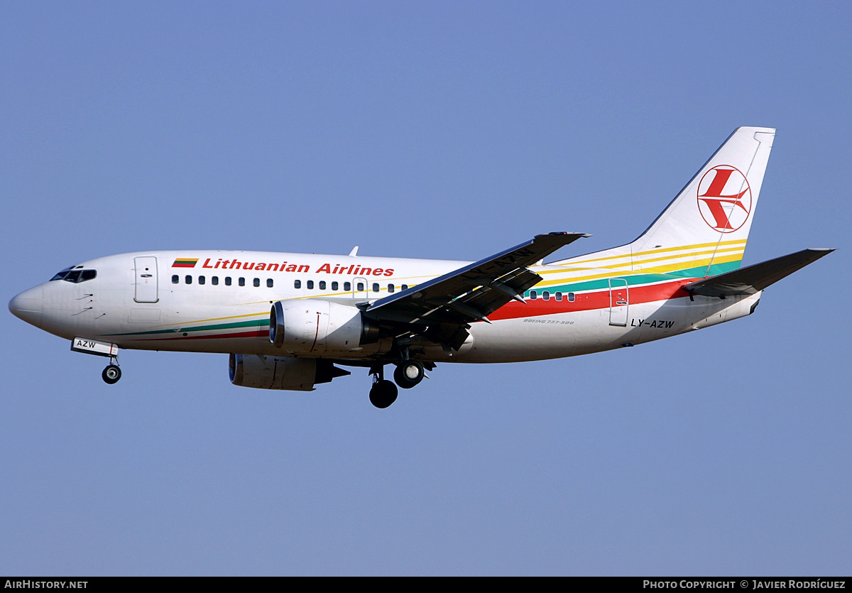 Aircraft Photo of LY-AZW | Boeing 737-5Q8 | Lithuanian Airlines | AirHistory.net #602644