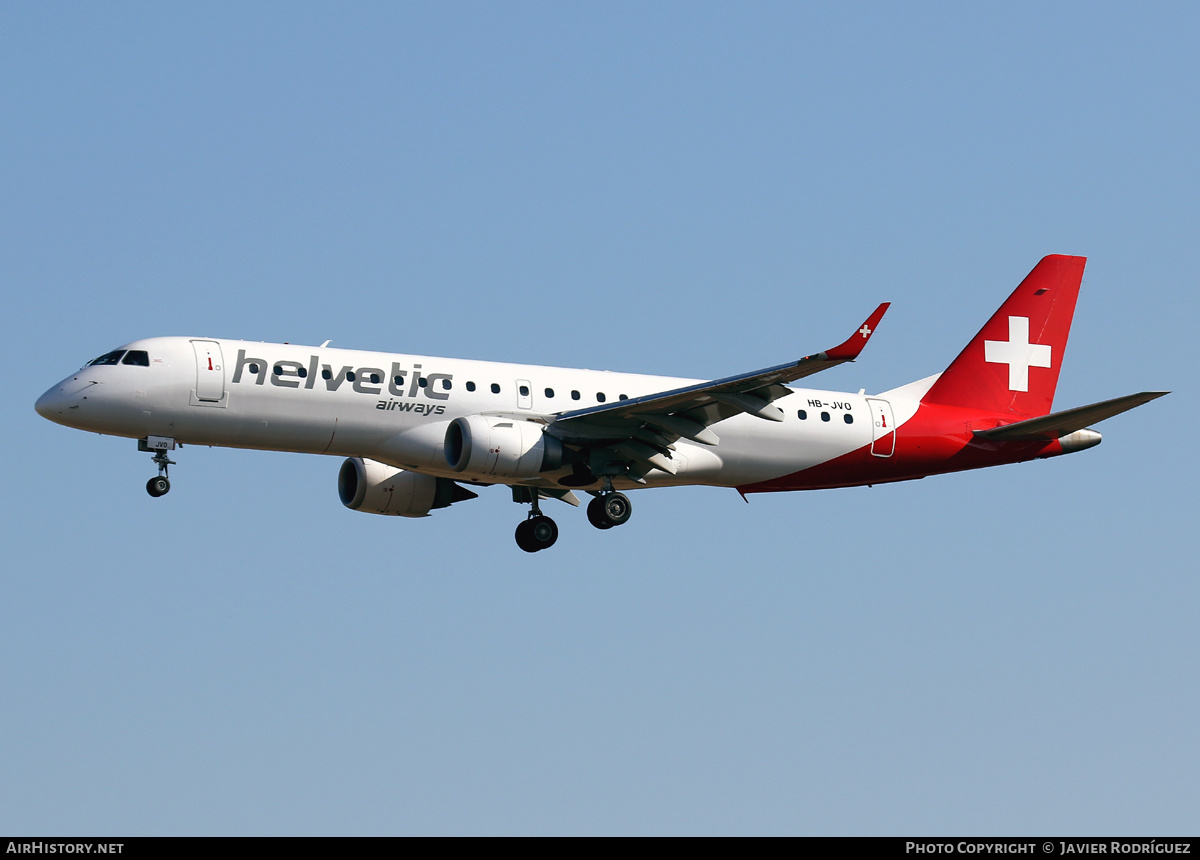 Aircraft Photo of HB-JVO | Embraer 190LR (ERJ-190-100LR) | Helvetic Airways | AirHistory.net #602648