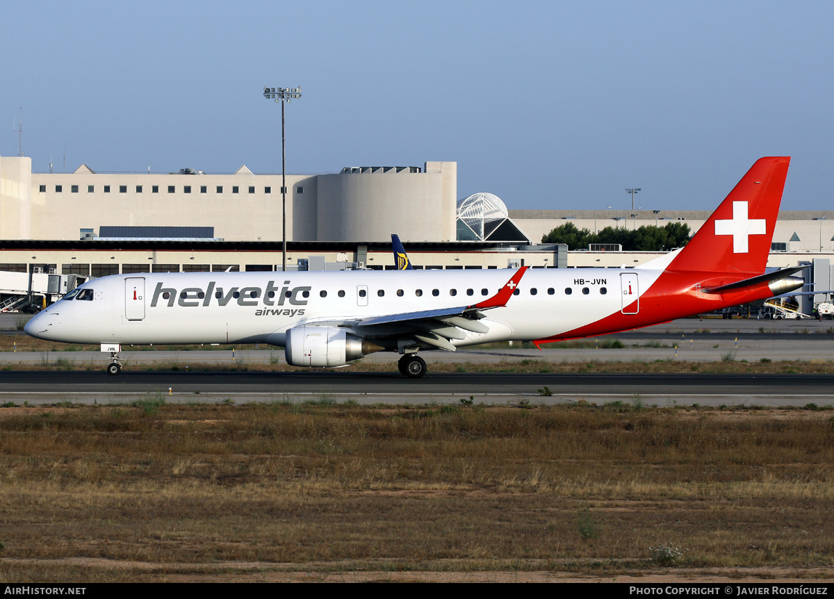 Aircraft Photo of HB-JVN | Embraer 190LR (ERJ-190-100LR) | Helvetic Airways | AirHistory.net #603180