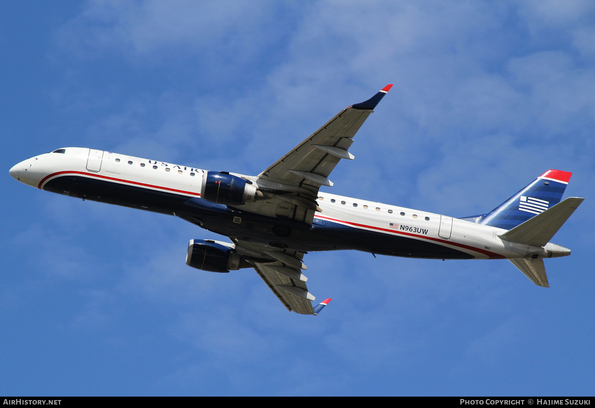 Aircraft Photo of N963UW | Embraer 190AR (ERJ-190-100IGW) | US Airways | AirHistory.net #604407