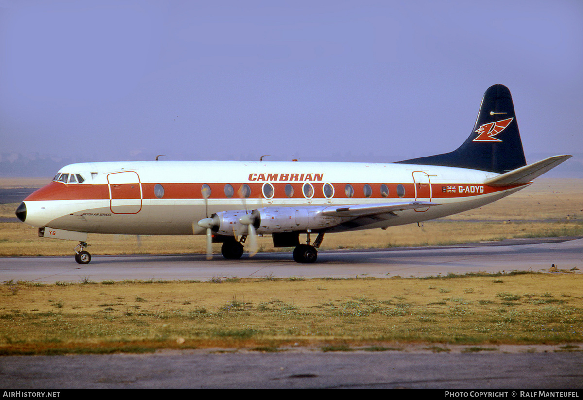Aircraft Photo of G-AOYG | Vickers 806 Viscount | Cambrian Airways | AirHistory.net #604720