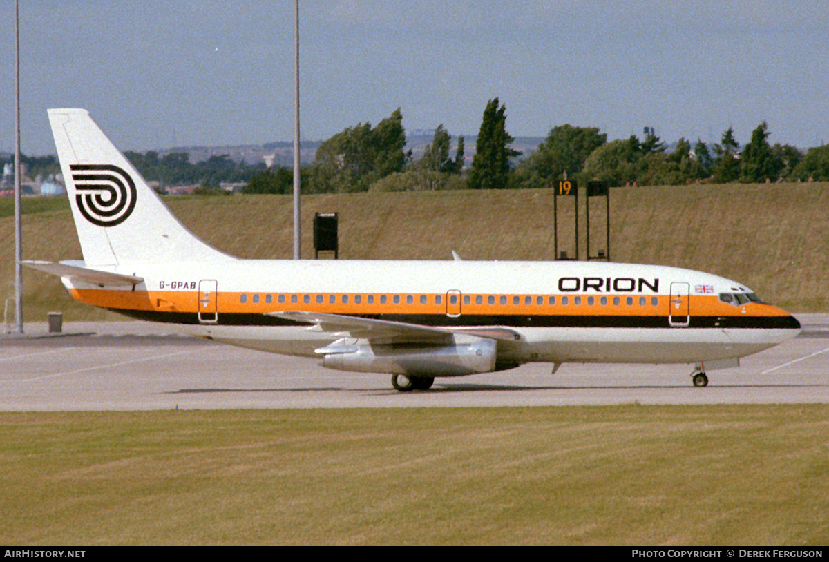 Aircraft Photo of G-GPAB | Boeing 737-2L9/Adv | Orion Airways | AirHistory.net #604850