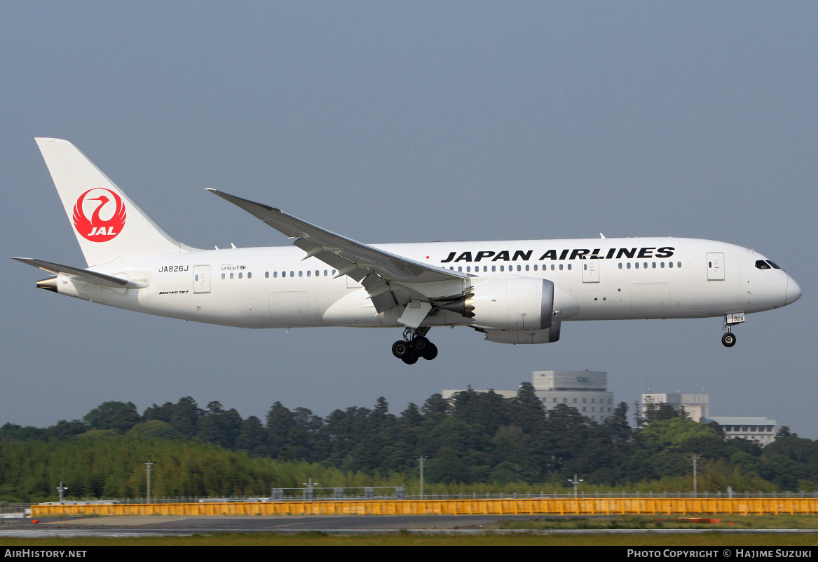 Aircraft Photo of JA826J | Boeing 787-8 Dreamliner | Japan Airlines - JAL | AirHistory.net #605485