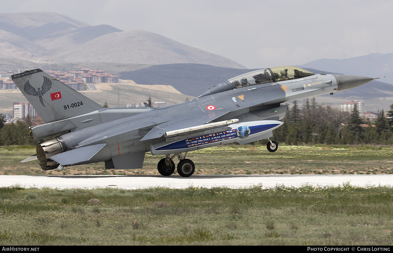 Aircraft Photo of 91-0024 | General Dynamics F-16D Fighting Falcon | Turkey - Air Force | AirHistory.net #608247