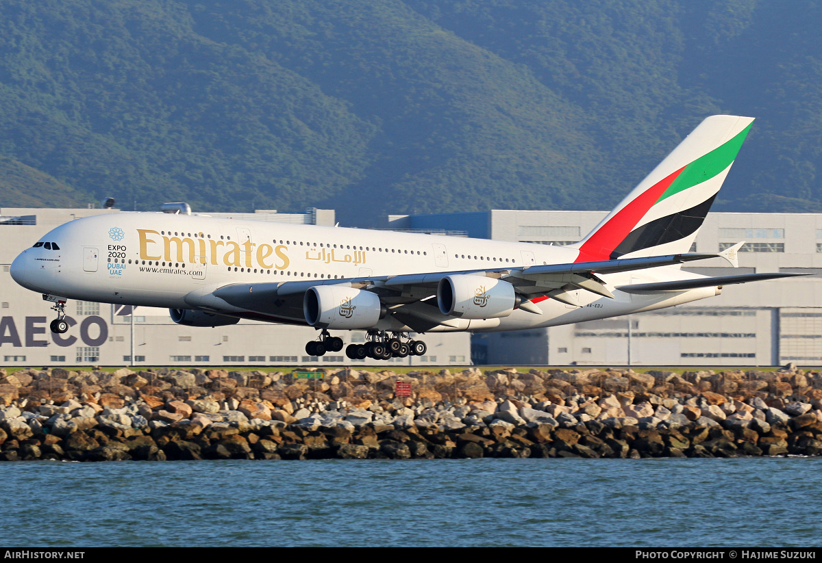 Aircraft Photo of A6-EDJ | Airbus A380-861 | Emirates | AirHistory.net #609183