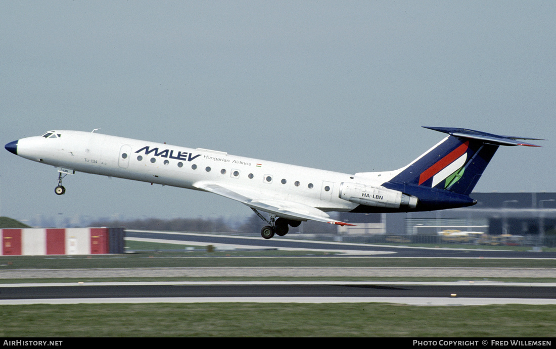 Aircraft Photo of HA-LBN | Tupolev Tu-134A-3 | Malév - Hungarian Airlines | AirHistory.net #609579