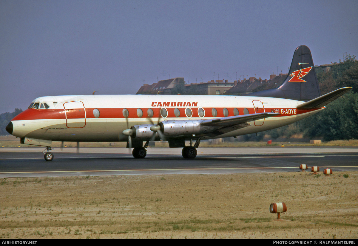 Aircraft Photo of G-AOYG | Vickers 806 Viscount | Cambrian Airways | AirHistory.net #609666