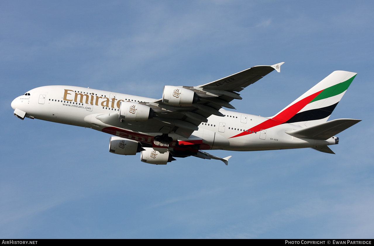 Aircraft Photo of A6-EER | Airbus A380-861 | Emirates | AirHistory.net #609677