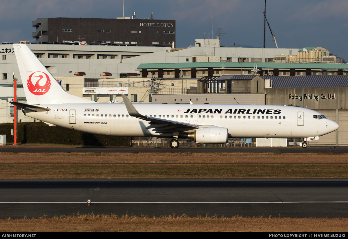 Aircraft Photo of JA307J | Boeing 737-846 | Japan Airlines - JAL | AirHistory.net #609807