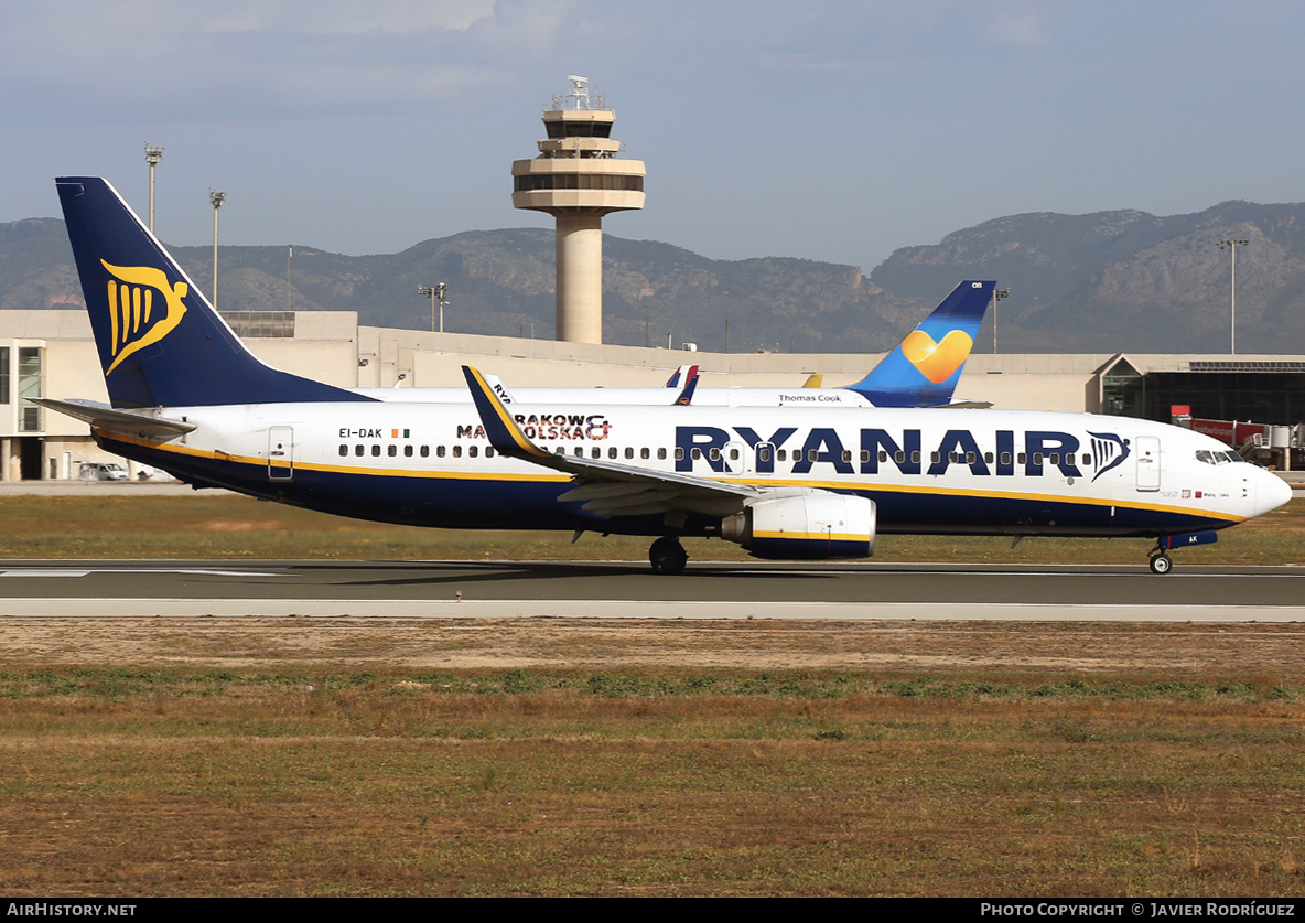 Aircraft Photo of EI-DAK | Boeing 737-8AS | Ryanair | AirHistory.net #610273