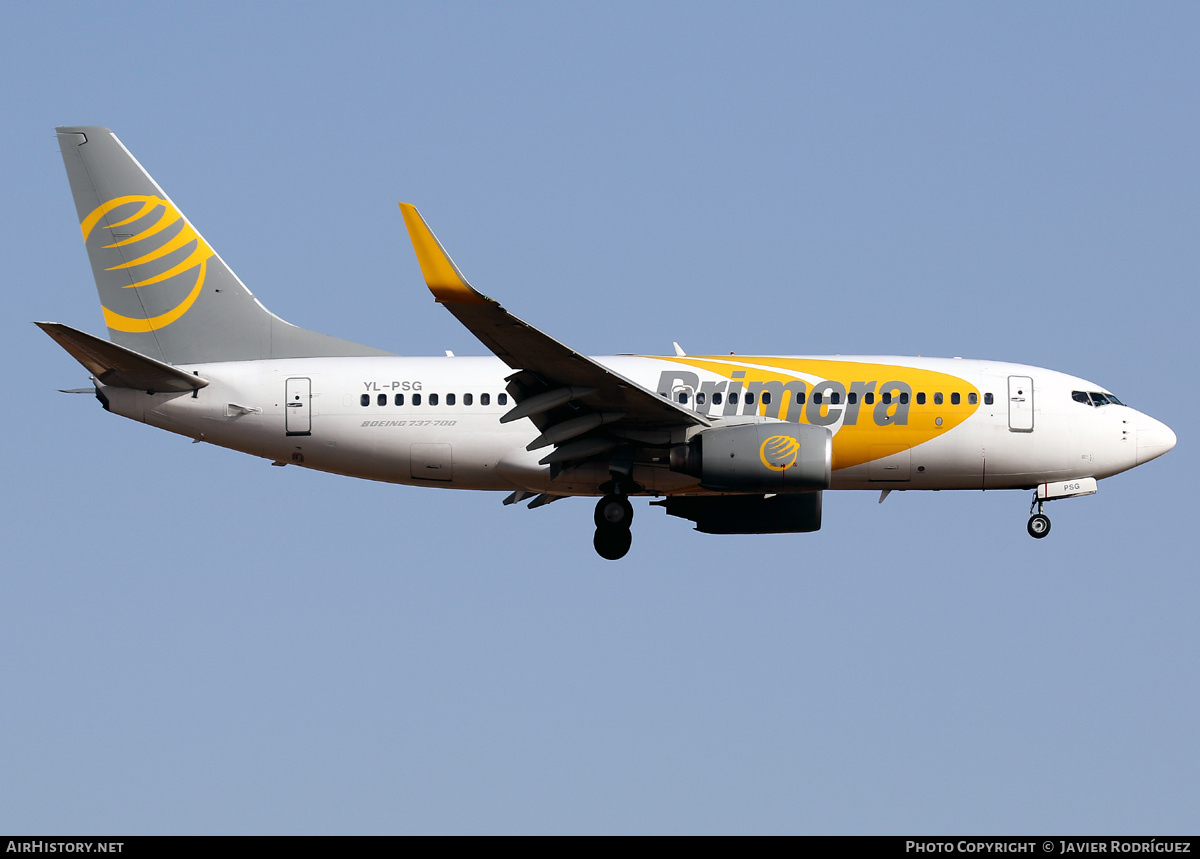 Aircraft Photo of YL-PSG | Boeing 737-7BX | Primera Air | AirHistory.net #611146
