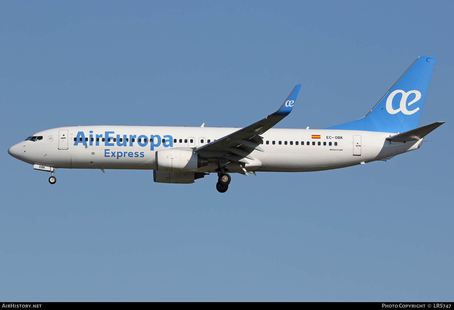 Aircraft Photo of EC-OBK | Boeing 737-8GJ | Air Europa Express | AirHistory.net #613190