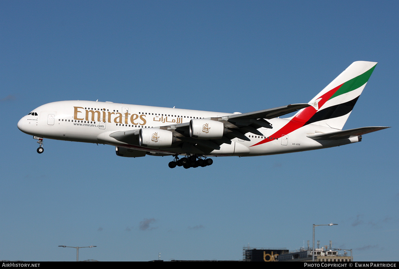 Aircraft Photo of A6-EEE | Airbus A380-861 | Emirates | AirHistory.net #613469