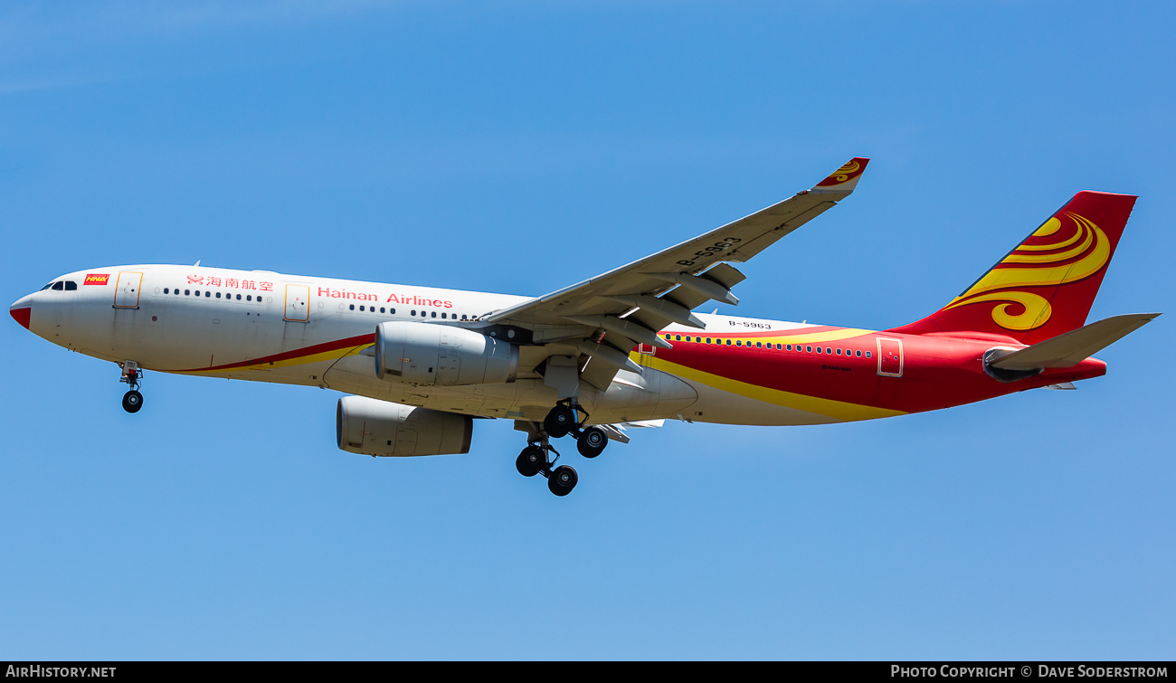 Aircraft Photo of B-5963 | Airbus A330-243 | Hainan Airlines | AirHistory.net #614964